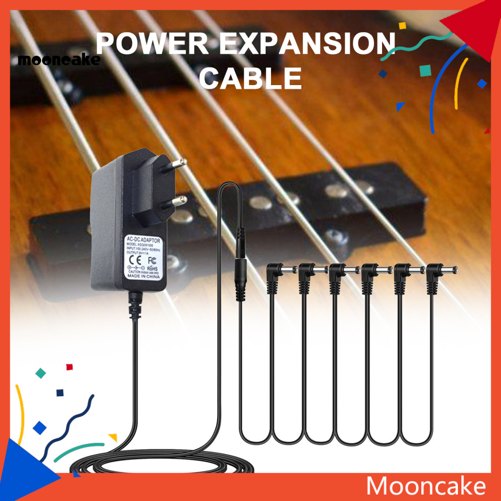 Moon* Effects Power Adapter Solid Universal 9V DC 1A (1000mA) กีตาร์เหยียบอะแดปเตอร์จ่ายไฟ 6-in-1 To
