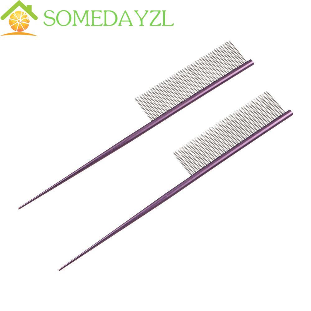 SOMEDAYZL หวีกรูมมิ่งสุนัข, ฟันหนาแน่น Non-rust หวีหมัดสัตว์เลี้ยง, อุปกรณ์เสริมสัตว์เลี้ยงสแตนเลสที่มีสีสันสุนัขแปรงทําความสะอาดหวีกรูมมิ่ง