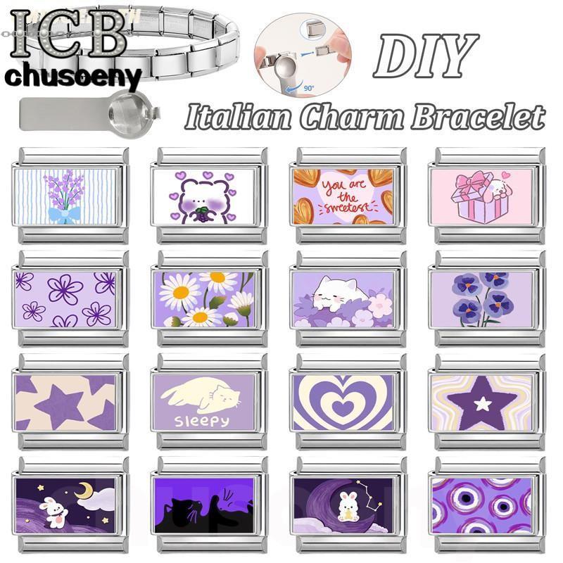 สร้อยข้อมือ charm สไตล์กระต่ายอิตาเลียน ขนาด 9 มม. จากสแตนเลส สำหรับทำเองและเสริมบุคลิกภาพ