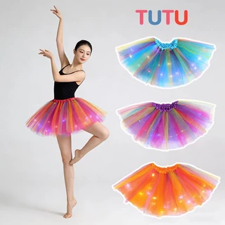 กระโปรงมีไฟ tutu กระโปรงเต้นรํา เด็ก ผู้ใหญ่ มีไฟ LEDแบบเรืองแสง ชุดการแสดงเทศกาล