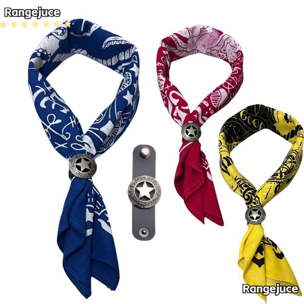 RANGEJUCE Hip Hop Head Scarf, Floral Buckle Western Style Bandana Scarves, Fashion Large Cotton Squa