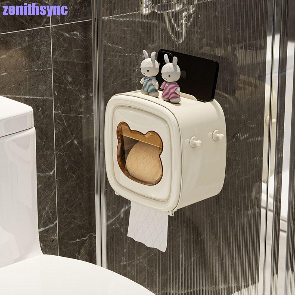 Zenithsync กล่องใส่กระดาษชําระ,กันน้ําไม่มี Punch Roll กระดาษหลอดกล่อง,ทนทานติดผนังขนาดใหญ่ความจุมัลติฟังก์ชั่ Washcloth กล่องเก็บห้องน้ํา