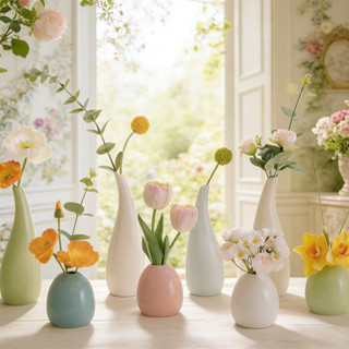 แจกันดอกไม้เซรามิกสไตล์นอร์ดิกสําหรับถ่ายภาพ