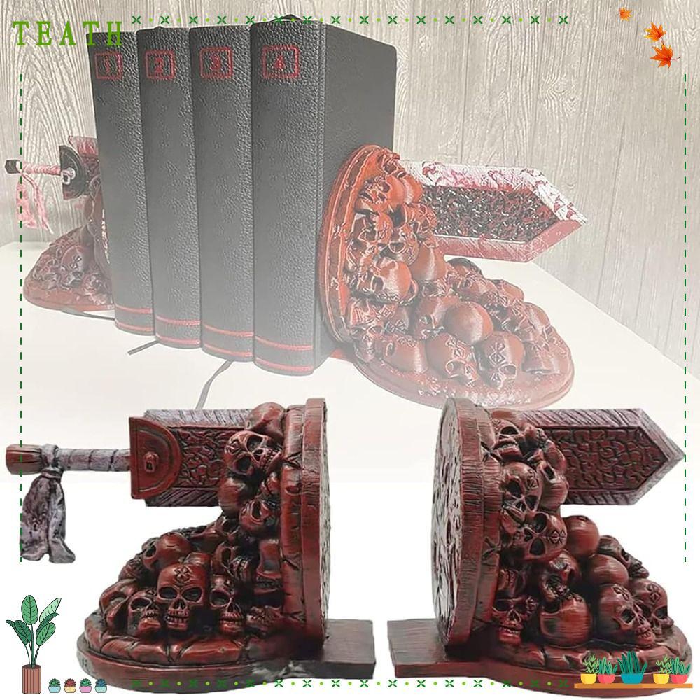 TEATH Furious Dragon Slayer Bookend, ฐานแข็งแรง Craft Berserk Bookends, Creative Non-slip Resin Drag