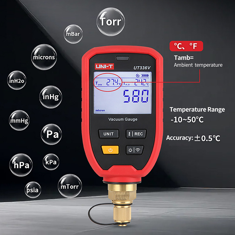 NewUNI-T เครื่องดูดสูญญากาศไร้สาย UT336V 1-19000 ไมครอนดิจิตอล Cooling สูญญากาศเมตรมือถือ APP การเชื