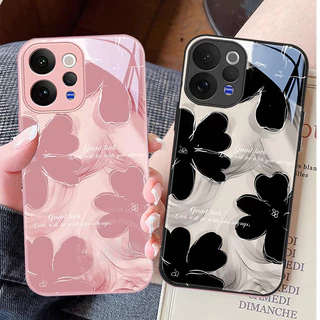 เคส Vivo V70 เคสลายดอกคาเมลเลียหลากสี เคสกันกระแทก หรูหราด้วยกระจกเหลว ขอบซิลิโคนอ่อนสำหรับผู้หญิงและสาว ๆ