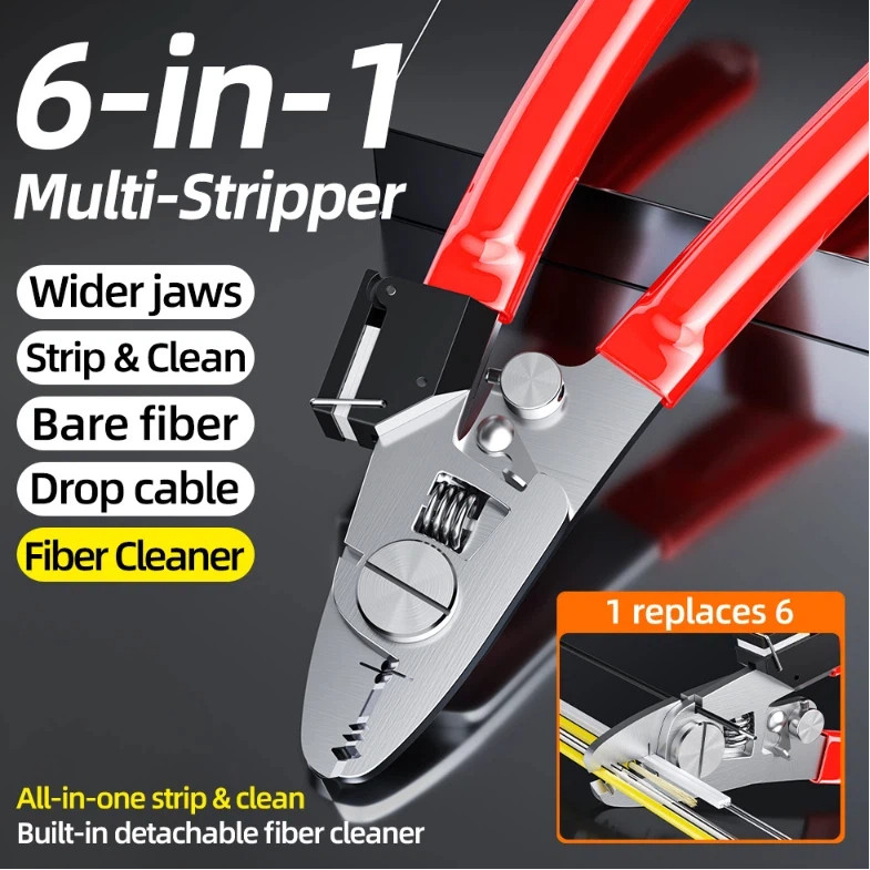 6-in-1 เครื่องตัดสายเคเบิลออปติคัลอเนกประสงค์ไฟเบอร์ Miller เครื่องตัด pigtail Kevlar เครื่องตัดไฟเบอร์เคลือบ