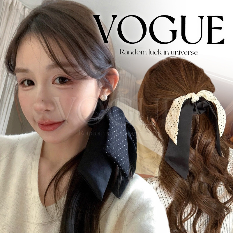 Vogue🌟พร้อมส่ง🌟 ยางรัดผมผูกโบว์ น่ารักๆสไตล์สาวเกา แต่ง2ชั่น ลายจุดมี2สี (VO-78)