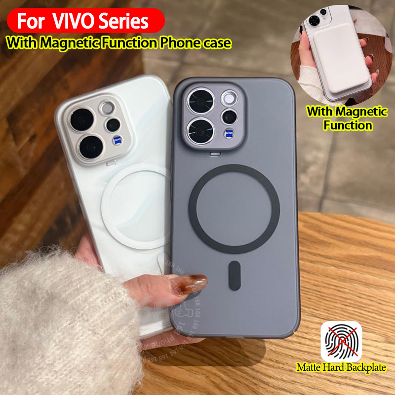 เคส Vivo V70 Case เคสกันกระแทกแม่เหล็ก เคสผิวด้านเหมือนสัมผัสฟรอสเต็ด เคสแข็งอะคริลิกด้าน เคสมือถือป้องกันรอยนิ้วมือ ดีไซน์เรียบง่ายสำหรับเด็กผู้ชาย เด็กผู้หญิง และนักเรียน