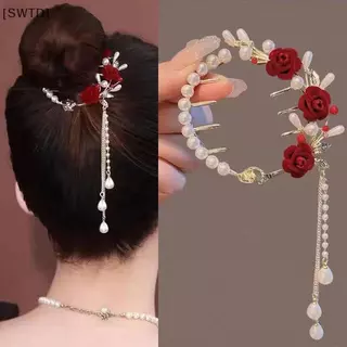 หัวหนีบผมหางม้า คริสตัลเพอร์ลดีไซน์คลิป ผมพร้อมสร้อยระยิบระยับ