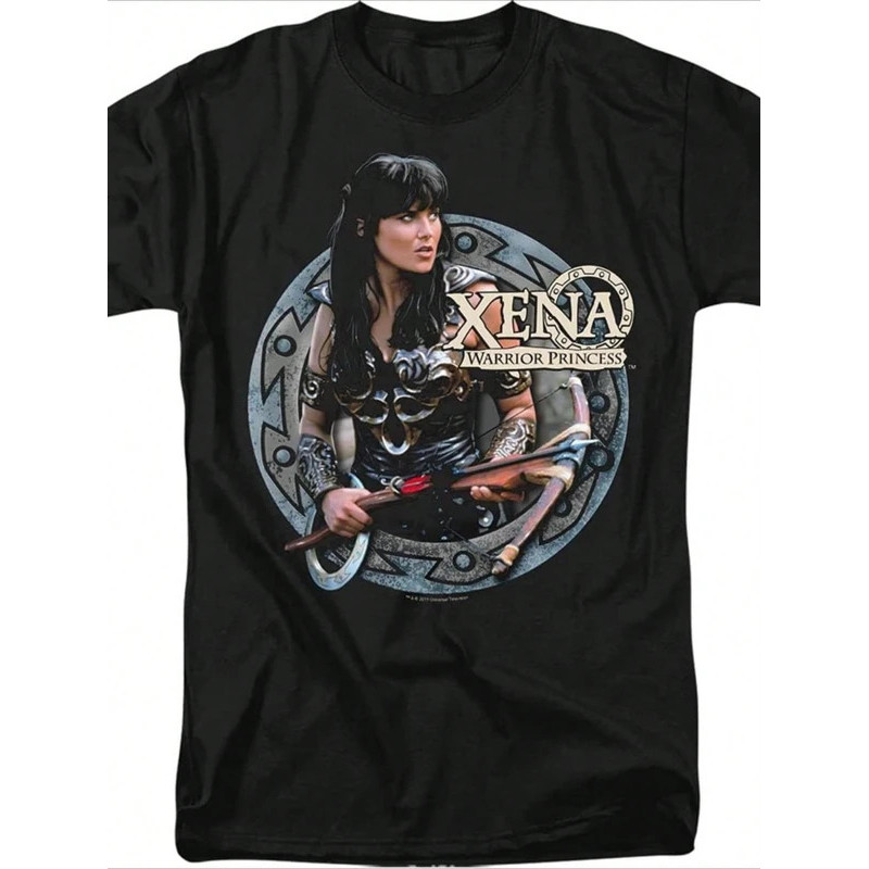 เสื้อยืด Trevco Xena Princess Warrior ลายพิมพ์อันเป็นเอกลักษณ์ สีดำ เสื้อยืดสะสมสำหรับทุกเพศ ลายตัวล