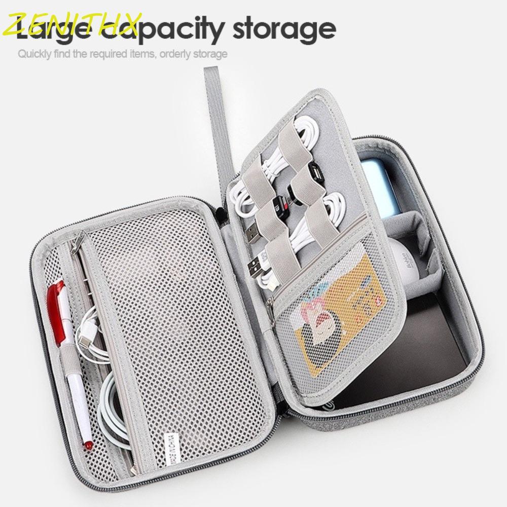 ZENITHX Travel Electronics Organizer,ขนาดใหญ่ความจุกันกระแทก Digital HDD Flash Drive Pouch,Multi-functional Hard Case Dust-proof Carry Case Portable Storage Bag Cable
