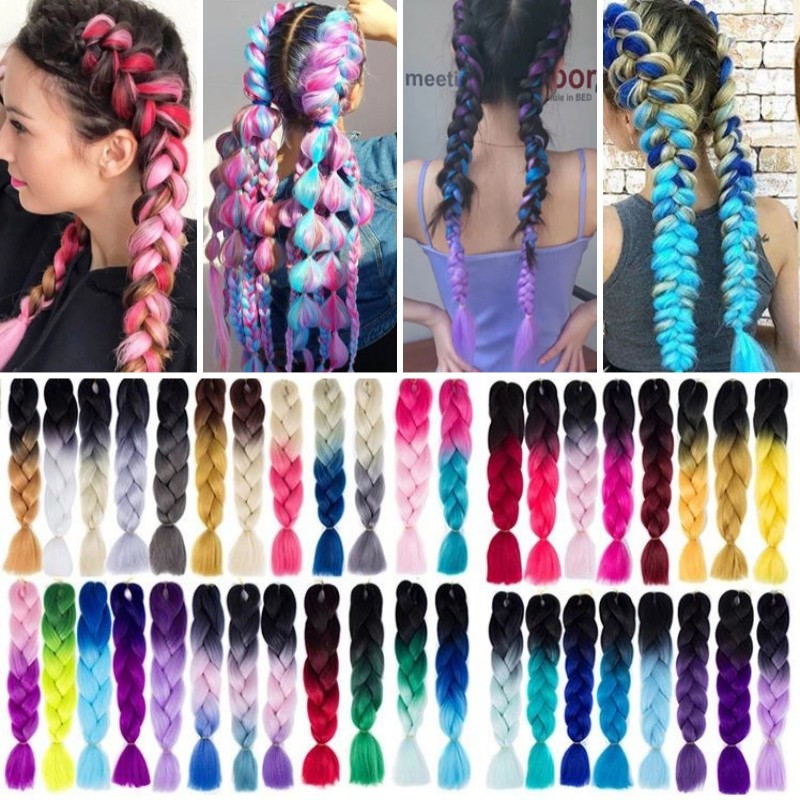 【เทศกาลสงกรานต์】แฮร์พีช ผมเปีย ไหมถักผม ยาว 60cm หลากหลายสี