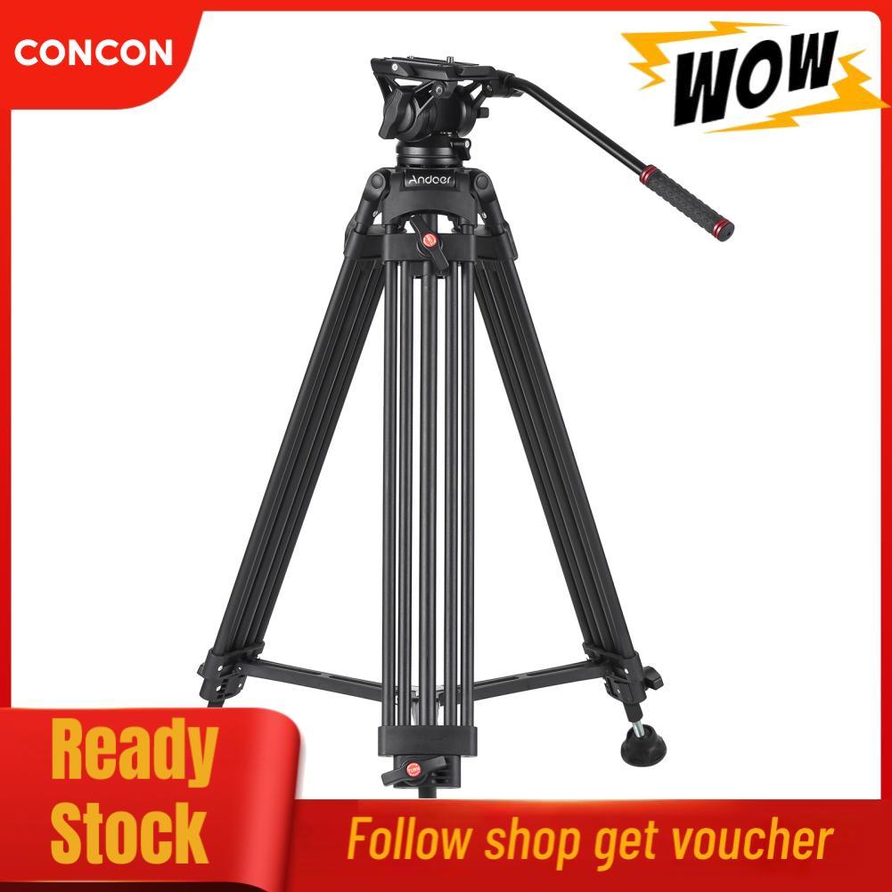 Concon Concon Andoer D1801 ขาตั้งขาตั้งกล้องถ่ายภาพมืออาชีพอลูมิเนียมอัลลอยด์ 360 ° Panoramaของเหลวห