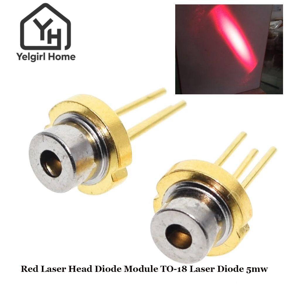YELGIRLB 1/2/5/10 ชิ้นหัวเลเซอร์สีแดงกําลังสูง 5MW DIY Lab TO-18 ไดโอดเลเซอร์