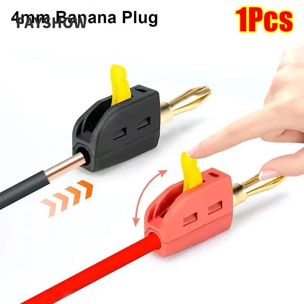FAYSHOWTH 1 ชิ้นเชื่อมต่ออย่างรวดเร็ว Banana Jack, 4 มม.Solderless Banana Plug, High Current 32A ขั้