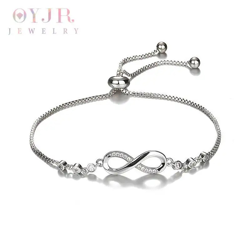 OYJR ผู้หญิง Lucky สร้อยข้อมือ 8 สร้อยข้อมือสแตนเลส Infinity Love Mobius สร้อยข้อมือ Infinity Love E
