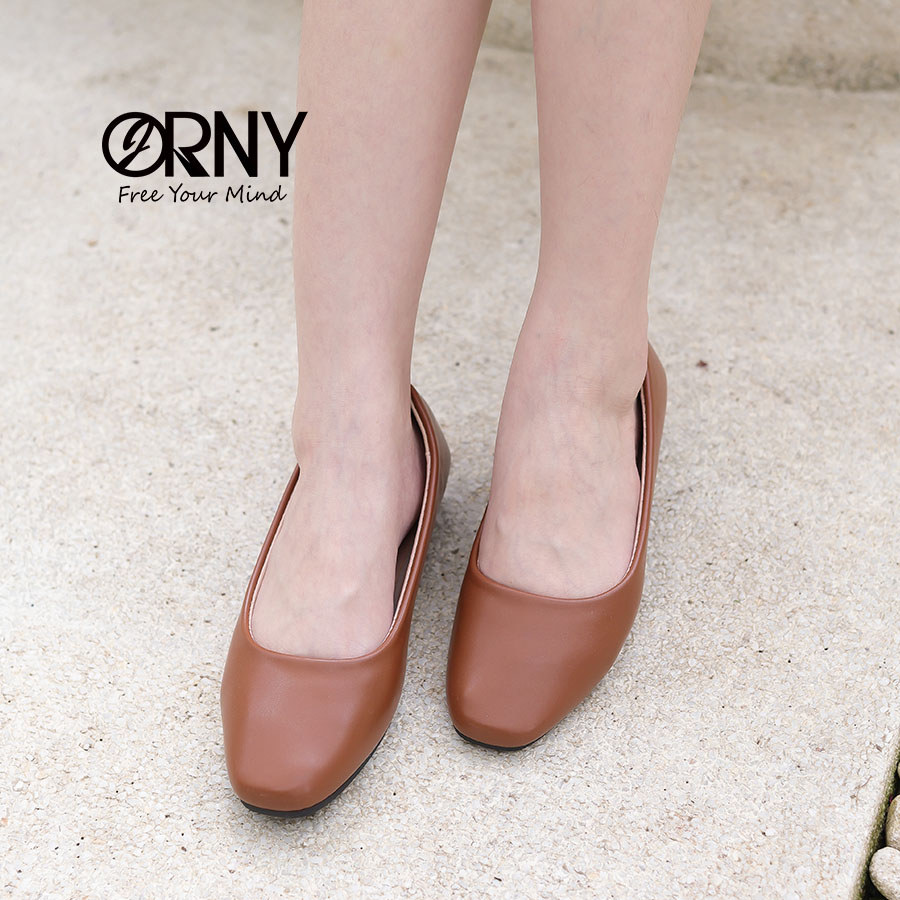 มีไซส์ 42 ✨ ORNY(ออร์นี่)รองเท้าคัทชูส้นเตี้ย เดินสบาย (สูง 1นิ้ว)รองเท้าคัทชูผู้หญิง OY135