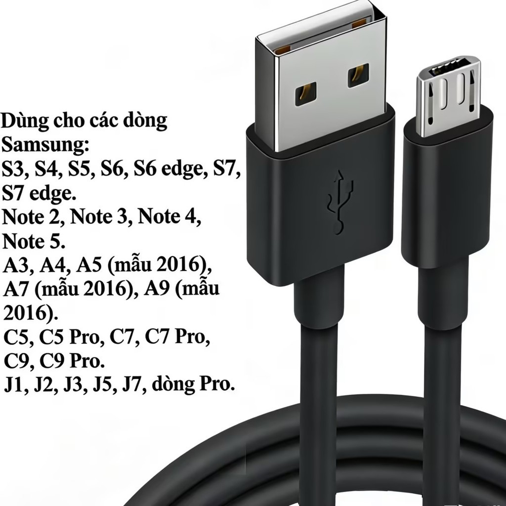 สายชาร์จ Micro Usb 1 เมตร สําหรับ Samsung S4, S5, S6, Note 3, Note 4, Note 5A3, A4, A5, C5, C7, J3, 