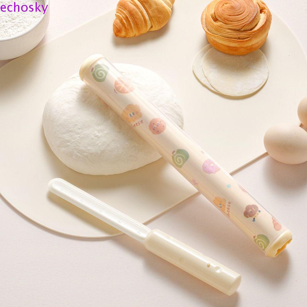 ECHOSKY Rolling Pin, 2 in 1 Cartoon Pastry Roller, มัลติฟังก์ชั่นพร้อม Scale Non-stick Dough Bake Ro