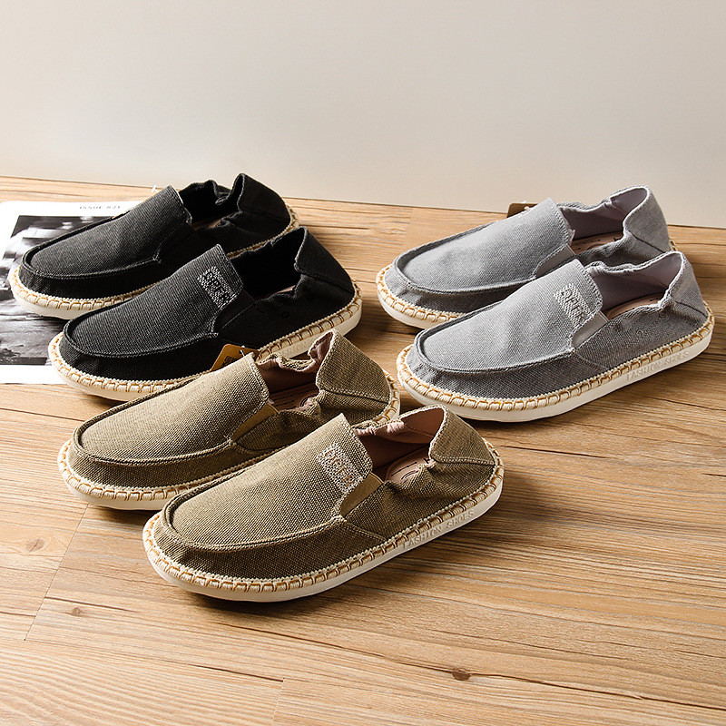 One-Pedal Mens Bucket Shoes Mens Shoes Summer Tail Single Beef Tendon Sole Linen Shoes Mens Lazy Sho