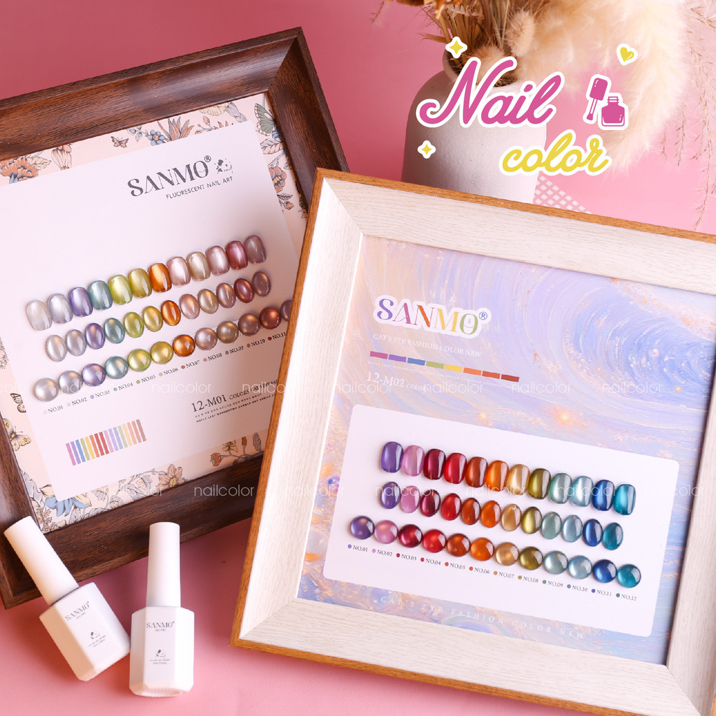ใหม่  !✅✅ ชุดแต่งเล็บตาแมว 12 สี (มีให้เลือก 2 แบบ แถมกระดานสี) ลูกปัดแก้ว ตาแมวไหม กาวยาทาเล็บตาแมวหลอดไฟ ชุดแต่งเล็บต้องมียอดนิยม⚡️