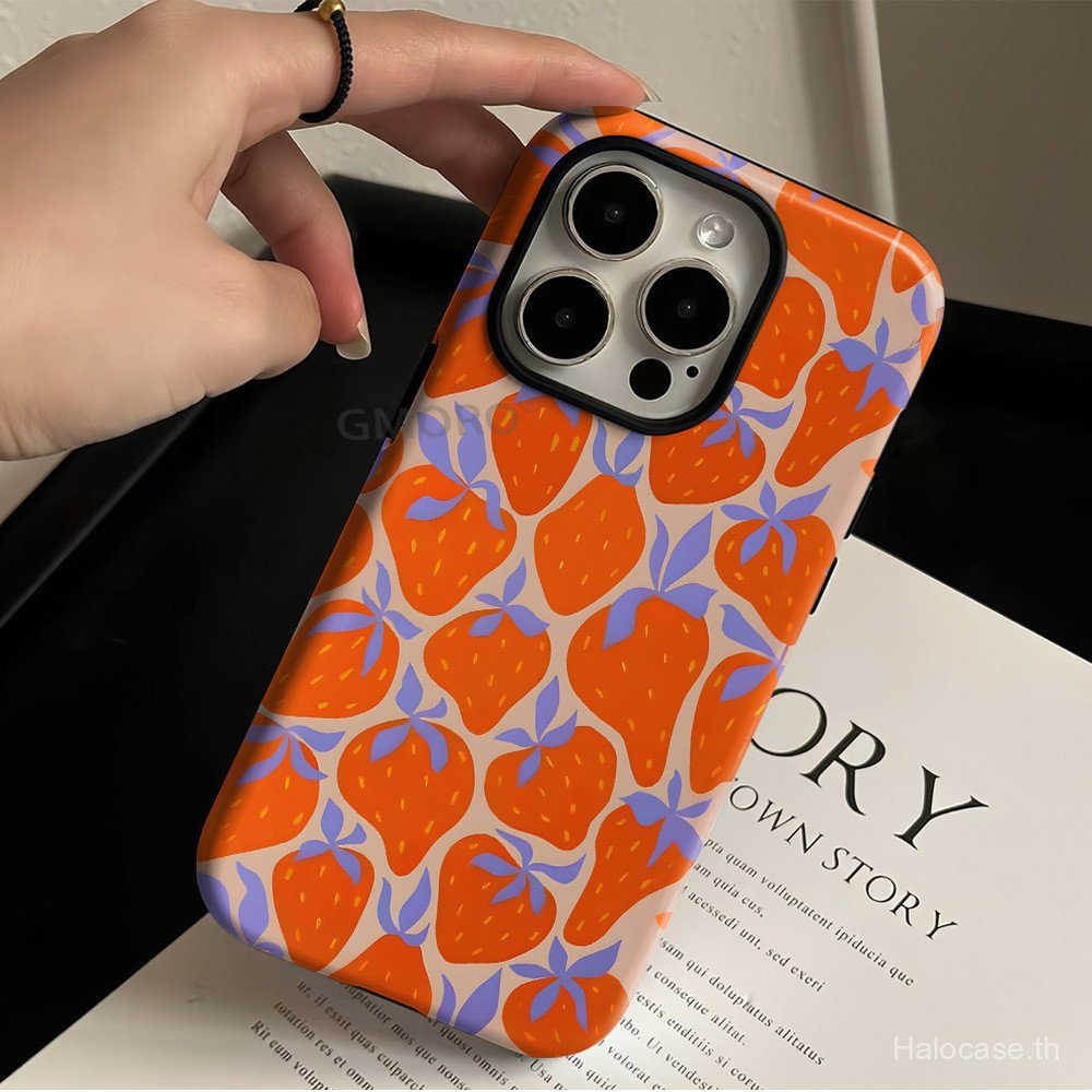 เคสโทรศัพท์โทรศัพท์ เหมาะสําหรับ iPhone วรรณกรรมพัดลมแบบเต็มหน้าจอสตรอเบอร์รี่ iPhone17 เคสโทรศัพท์ 