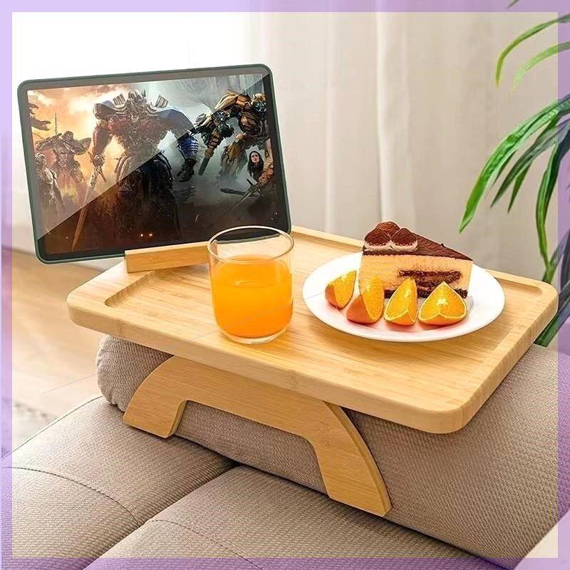 (11.11优惠大促）卡在沙发扶手上托盘带脚侧边放茶台水杯夹桌板小户型家居神器茶几stuck on the armrest of the sofa tray with feet for tea on 