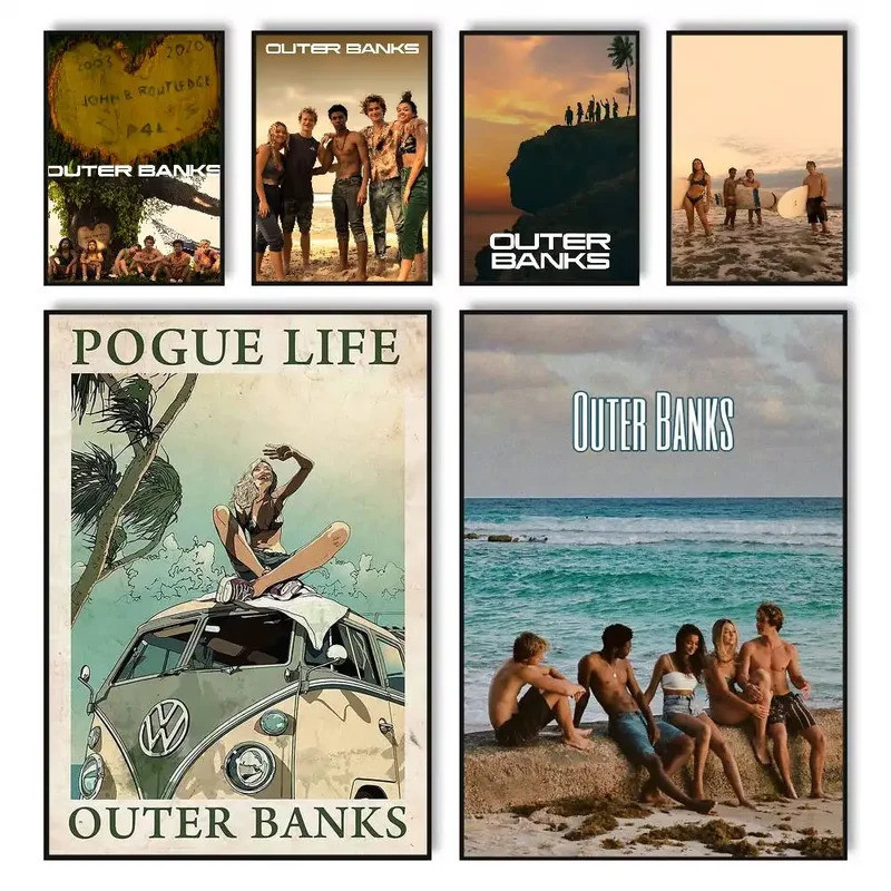 O-Outer Banks ทีวีโปสเตอร์ HD โปสเตอร์ Self-กาวกันน้ําเหมาะสําหรับห้องนั่งเล่นห้องนอนตกแต่งบาร์ GL5Z
