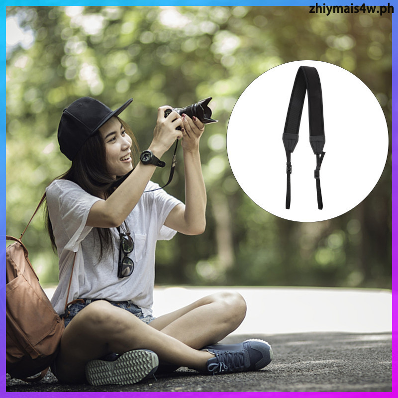 2 ชิ้น Universal สีดํา Neoprene สายคล้องกล้องปรับไหล่คอแขวนสําหรับการถ่ายภาพกลางแจ้ง zhiymais4w