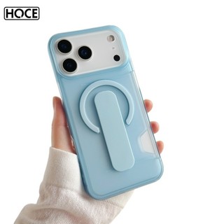 HOCE Luxury Matte Half Clear Card Grip Bracket เคสโทรศัพท์แม่เหล็กสําหรับ IPhone 17 16 15 14 13 Pro Max Full กันชน PC Cover