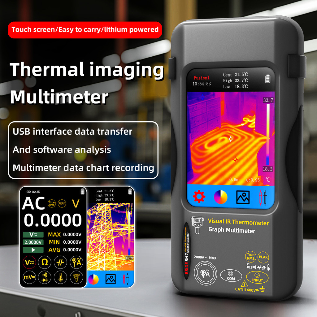 ⭐⭐⭐⭐⭐BSIDE SH7 Thermal Imager Multimeter หน้าจอสัมผัสแบบใช้มือถือเครื่องวัดอุณหภูมิความแม่นยําสูงไฟฟ