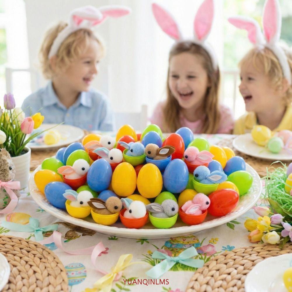 YUANQINLMS 16PCS Easter Rabbit Eggs, Happy Easter with Plush Bunny Easter Surprise Eggs, Egg Bunny D