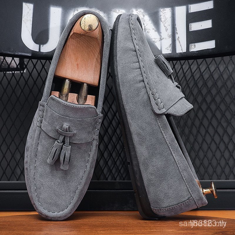 2026 Slip On Suede Leather Black Shoes Men Driving Shoes Low-Top Loafer E8JP UEM0