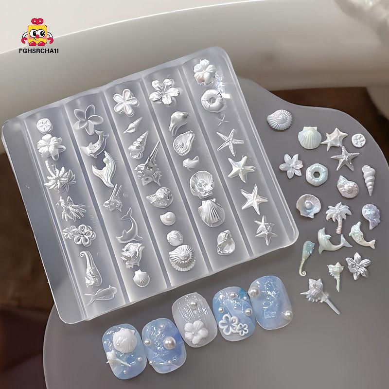 FG 3D แม่พิมพ์ซิลิโคนตกแต่งเล็บ DIY ดอกไม้ออกแบบแม่แบบแม่พิมพ์สําหรับเล็บเครื่องประดับหัตถกรรมเล็บโปร่งใสแม่พิมพ์เครื่องมือ HS