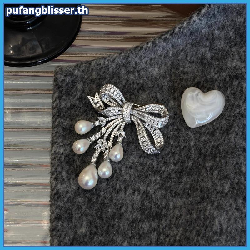 เข็มกลัดโบว์ครีเอทีฟ Zircon Pearl สำหรับผู้หญิง เพิ่มความหรูหราให้เสื้อผ้าและเป็นของขวัญดีๆ