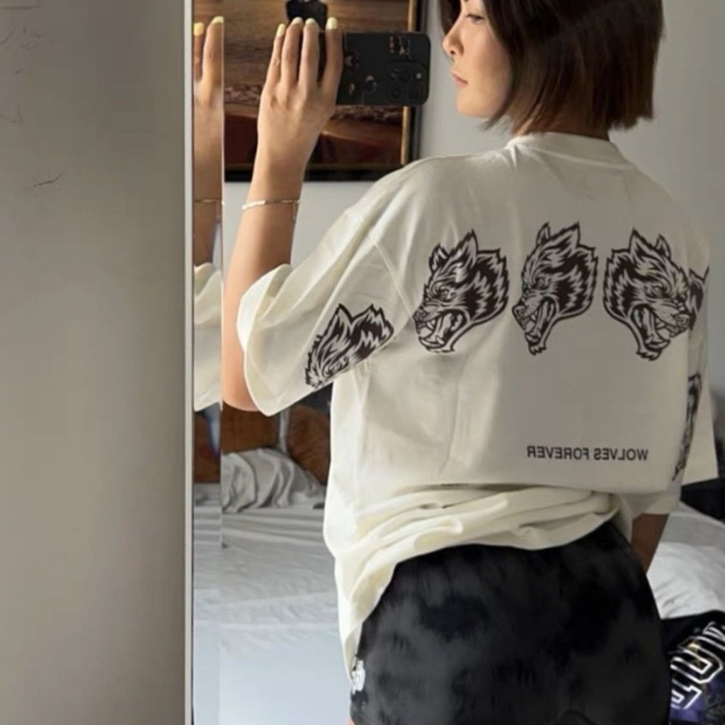 Wolves Skewers DARCSPORT Couple Wolves Row Wolves Cotton Loose Sports Short Sleeves t-Shirt