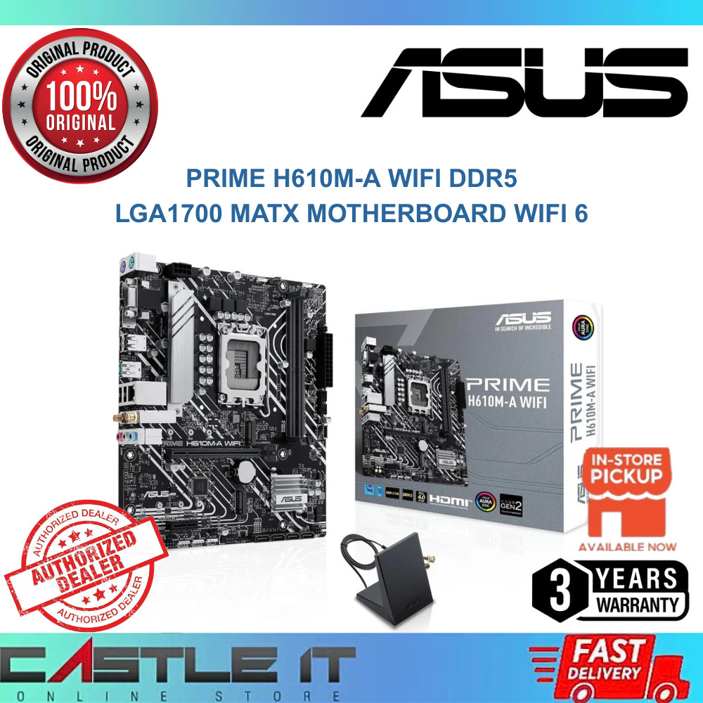 ASUS PRIME H610M-A WIFI DDR5 LGA1700 mATX เมนบอร์ด WIFI 6