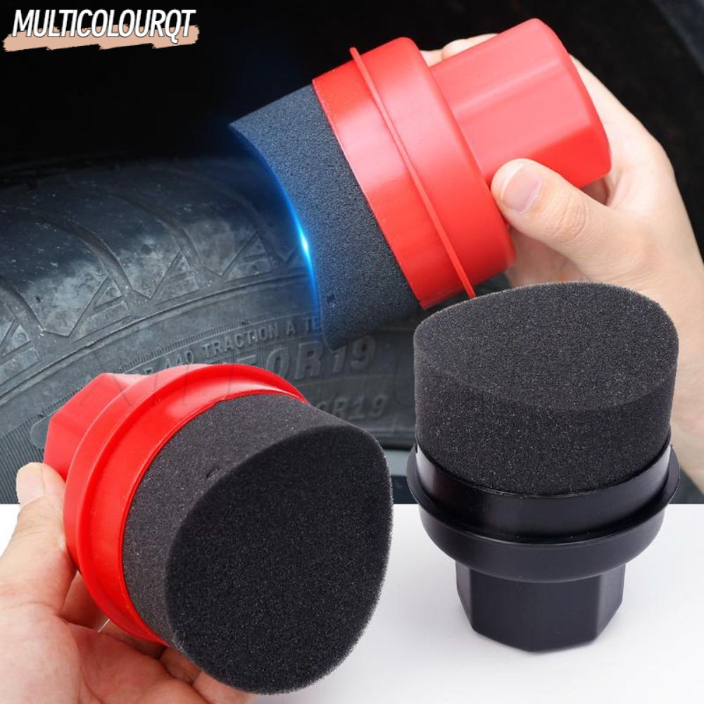 MULTICOLOURQTยางขัดฟองน้ํา,โค้งReusable Autotyre Wax Applicator,แบบพกพาพร้อมฝาครอบรถทําความสะอาดPadสําหรับยางDressing Detailing Kitรถเครื่องมือแว็กซ์
