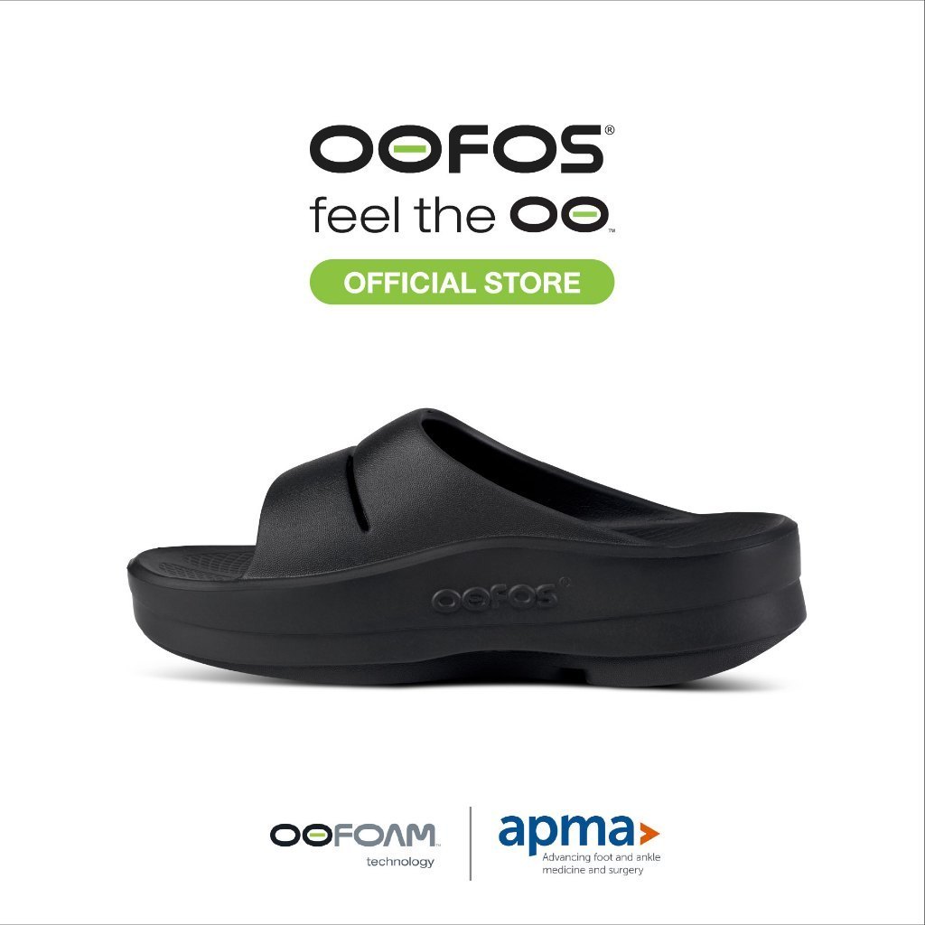 OOFOS Oomega Ooahh Black รองเท้าเพื่อการฟื้นฟู