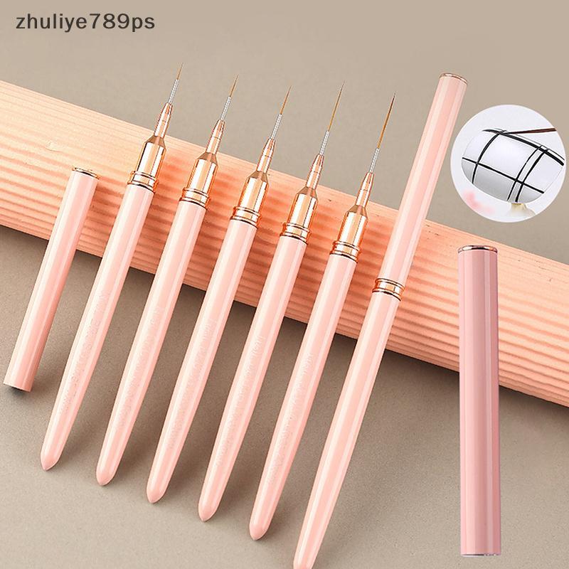 Zhuliye789ps] 5pcs Nail Art Liner Brush Set UV Gel Nail Brushes French Stripe Line Painting Drawing Flower Pen Professional Nails Tool ใหม่