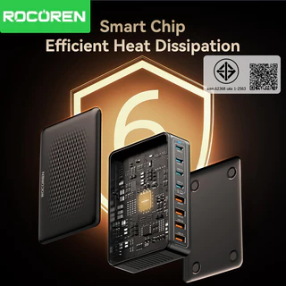 Rocoren Desktop USB Charger Type C 200W Fast Charging สถานีไฟฟ้าแบบพกพา 100W Multi Ports Charger สําหรับ iPhone Samsung