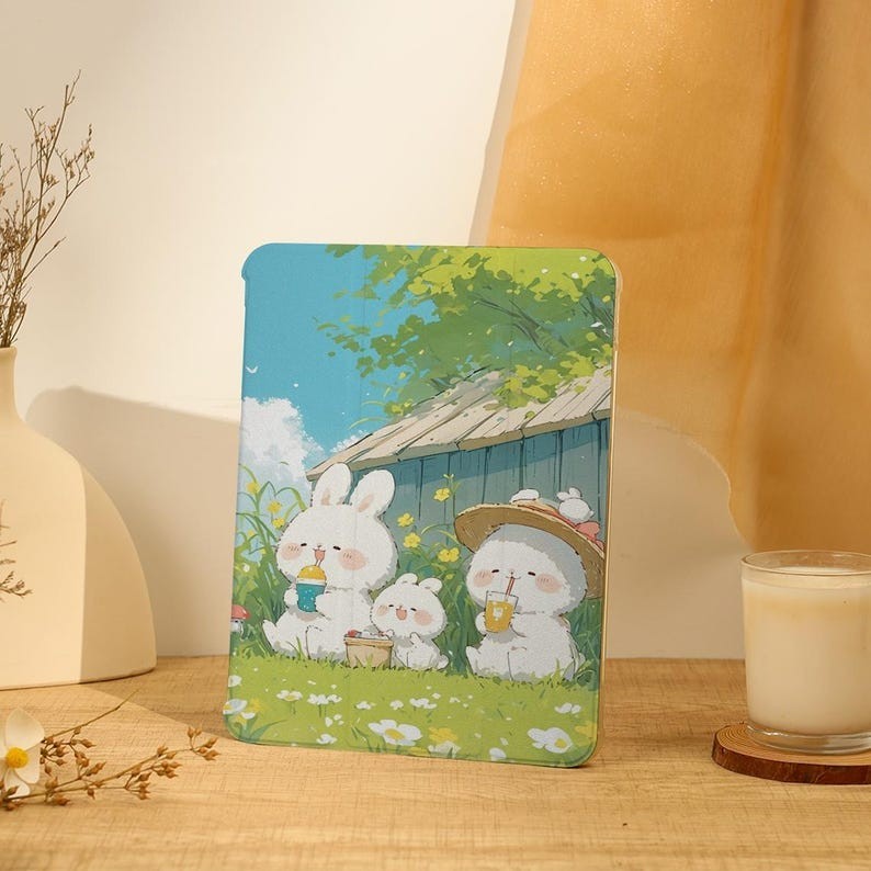 เคส iPad กระต่ายน่ารัก,เคส iPad Air สําหรับ 13"/11"iPad Pro 2024,13"เคส iPad Air 6,เคส iPad mini 6,1