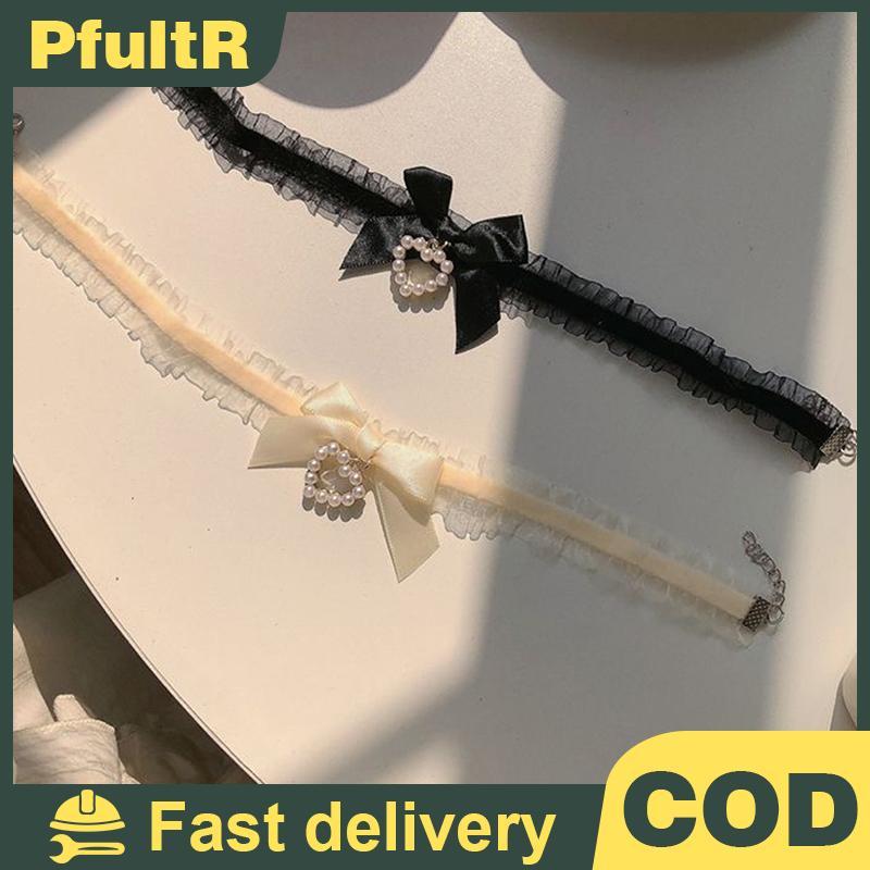Null Vintage Lace Heart Choker Gothic Bow สร้อยคอสาวอุปกรณ์เสริม null