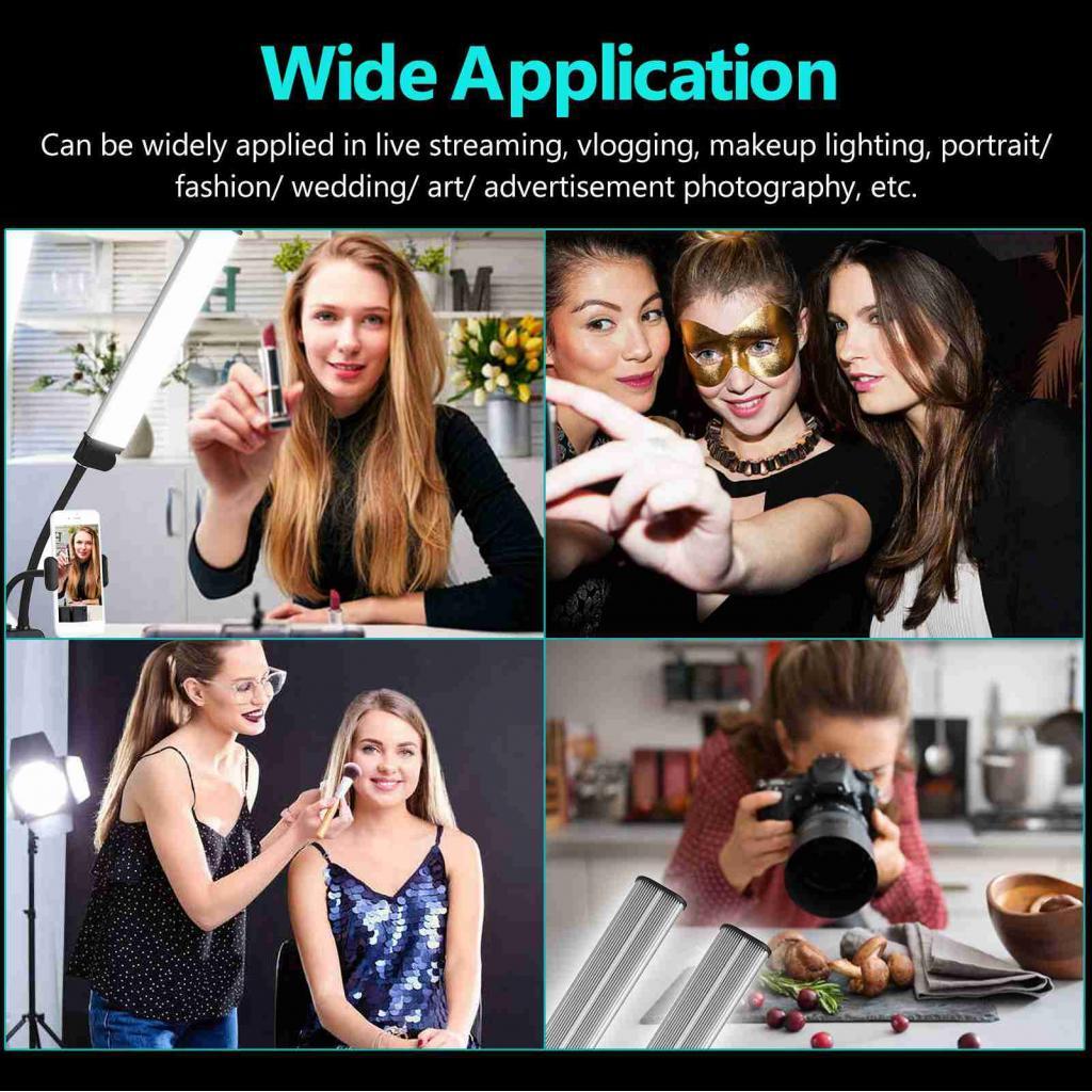 home_style.th Andoer ยืดหยุ่นแขนคู่ LED Fill Light Bi-Color Dimmable Beauty Video Lights 3200K-4500K