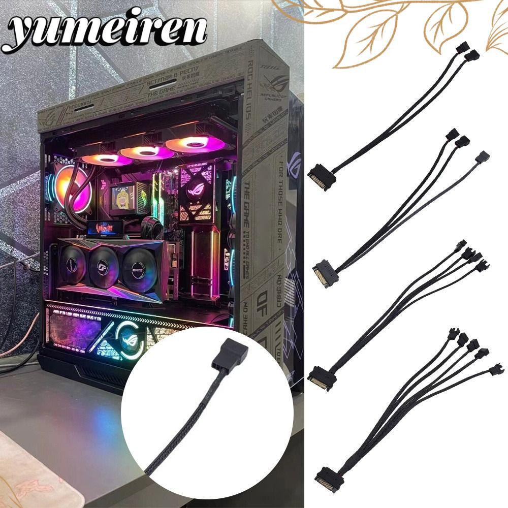 YUMEIREN สายไฟ,หลายพอร์ต 3Pin/4Pin SATA ถึง 4pin, Professional 24AWG 12V สายไฟคอมพิวเตอร์ระบายความร้