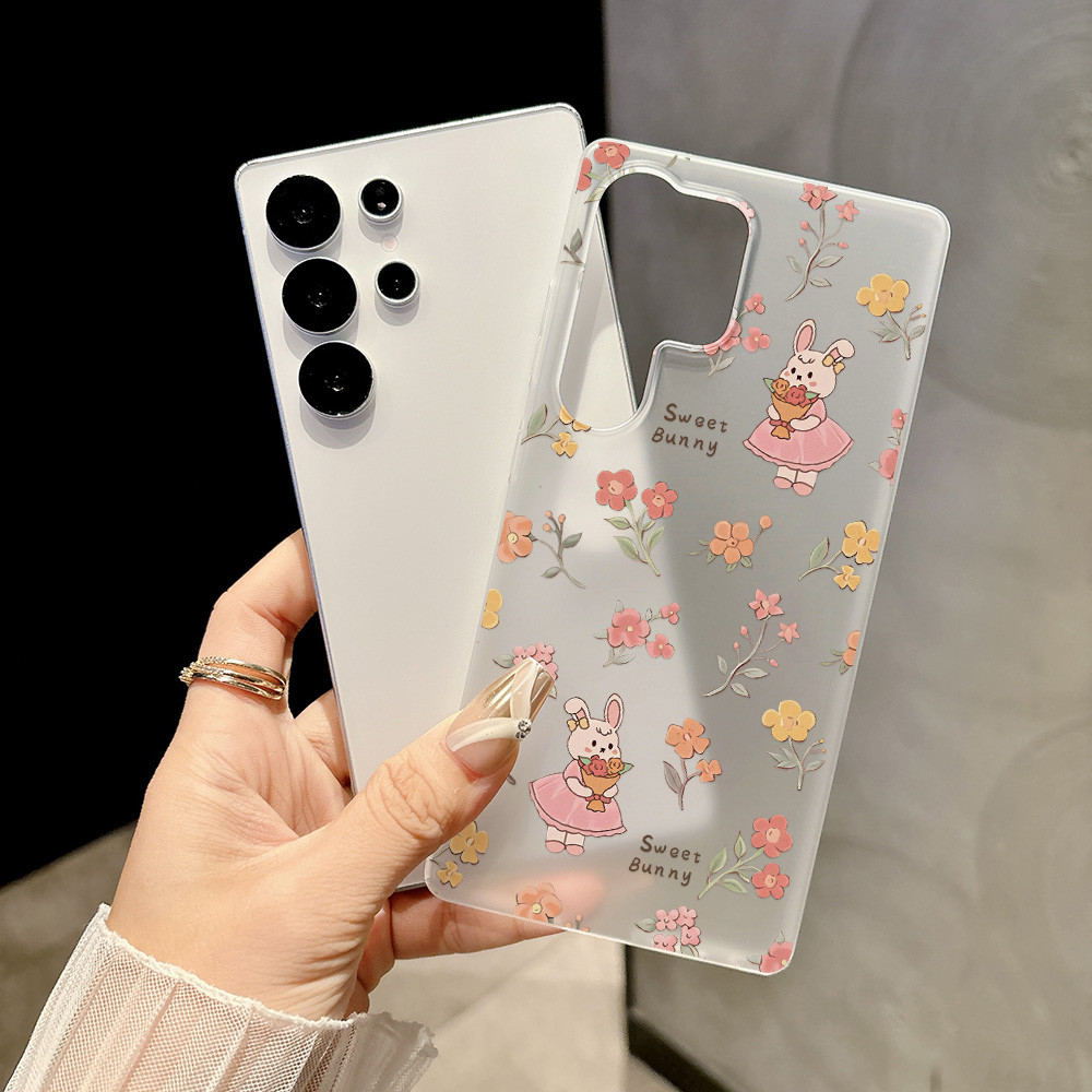กระต่ายดอกไม้ เคสโทรศัพท์ For Samsung A27 A37 A57 S26 UItra A07 A17 A16 A06 A15 A35 A36 A55 A56 โปร่งใสแบบฝ้า เคส
