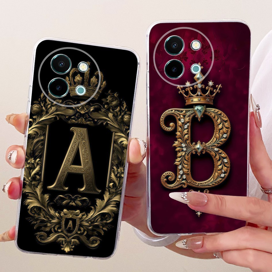 สําหรับVivo Y38 Y58 5GสําหรับVivo Y200i Y200Tน่ารักมงกุฎตัวอักษรซิลิโคนอ่อนนุ่มคู่เคสโทรศัพท์สําหรับ