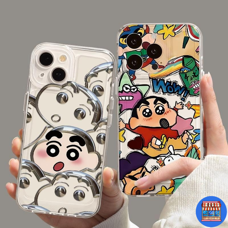 ส่งของเร็ว เคสสำหรับไอโฟน15 การ์ตูนชินชานน่ารัก เคสครอบใสนิ่ม For IPhone17 11 13 12 14 15 16 Pro X XR XS MAX 8 7Plus SE2