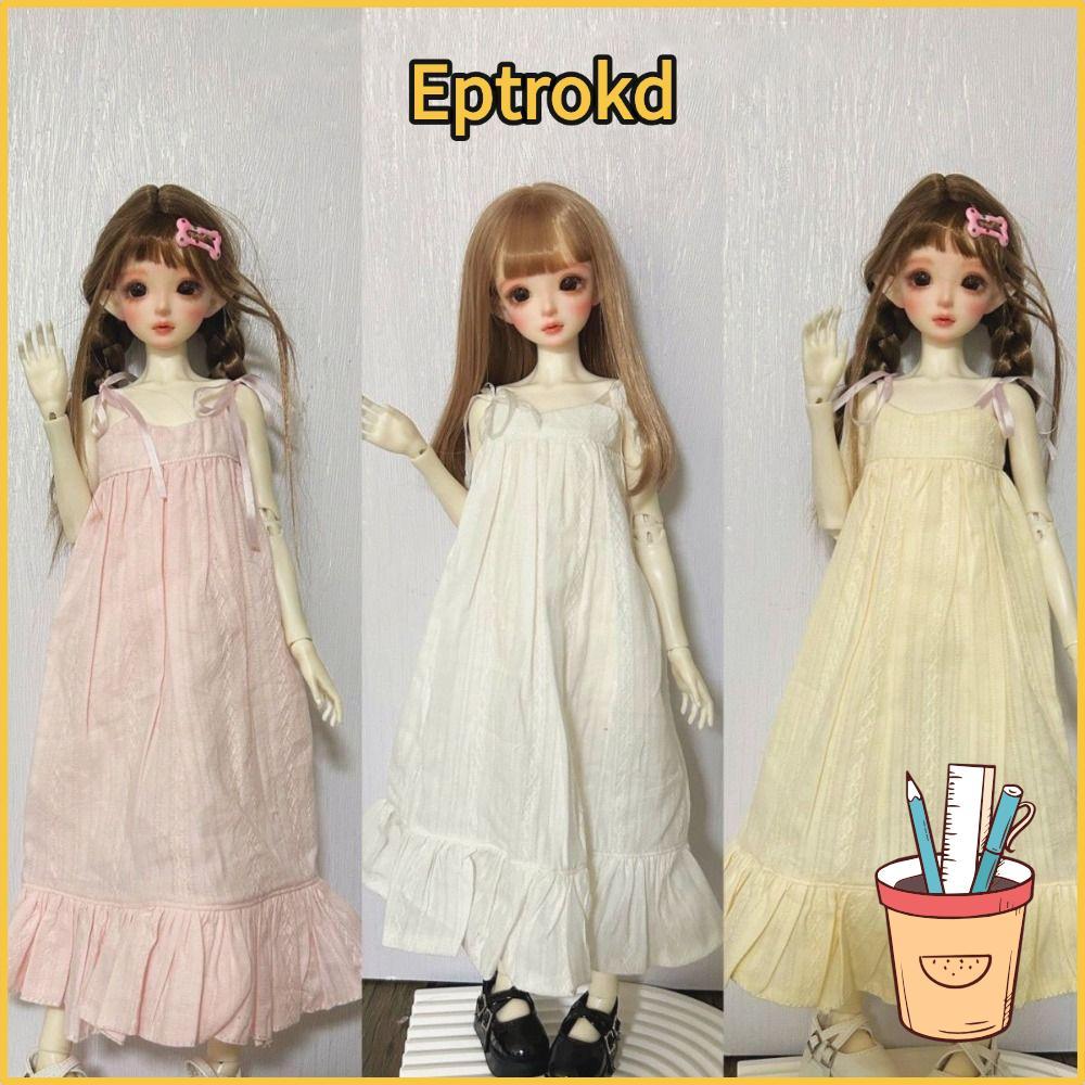 EPTRO ตุ๊กตาเจ้าหญิงกระโปรงยาว,แฟชั่น Handmake ชุดตุ๊กตาชุดนอน, DIY อุปกรณ์เสริม Mini 4 สี Elegant Casual เสื้อผ้าสําหรับ 1/3 1/4 1/6 BJD 30/45/60 ซม.ตุ๊กตา
